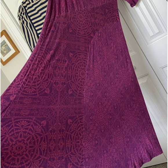 Soft Surroundings Purple Dress Midi Boho Flowy Viscose Short Sleeve Large 2CK34 - Picture 4 of 10